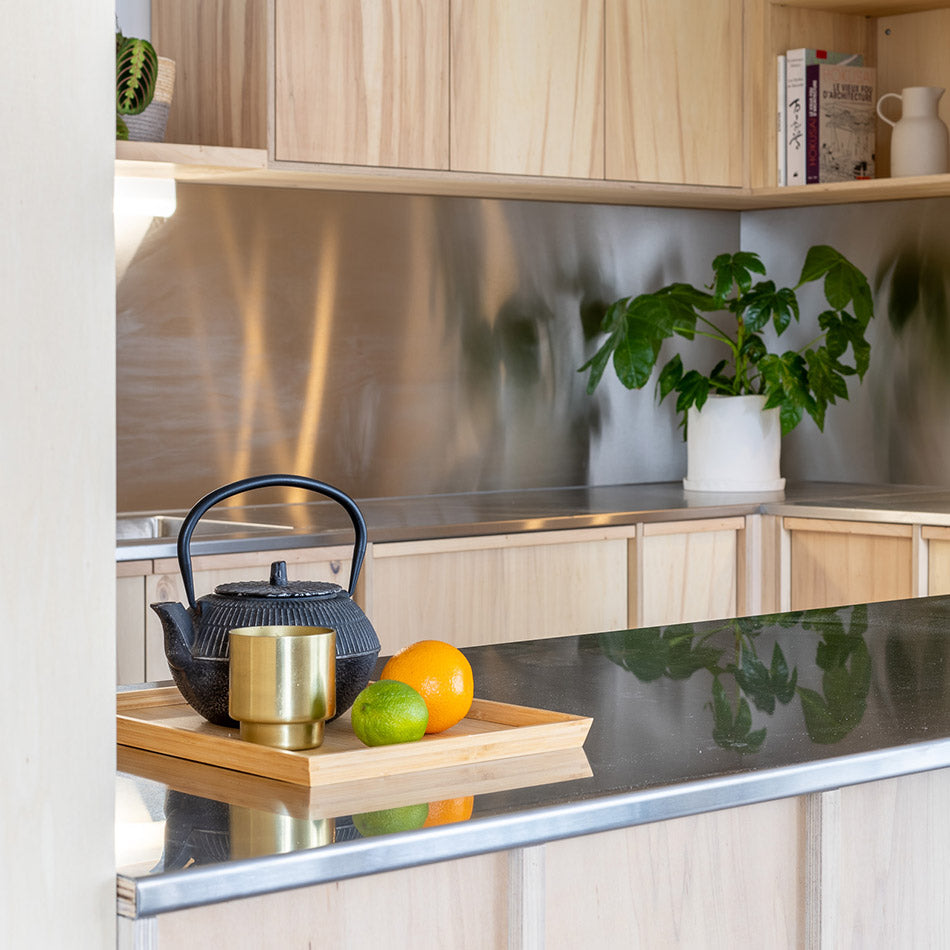 Cuisine en peuplier et inox du projet Phuong