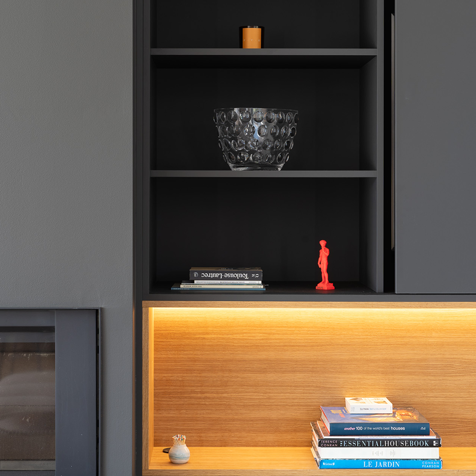 Bibliothèque et rangement sur mesure — détail du projet 3